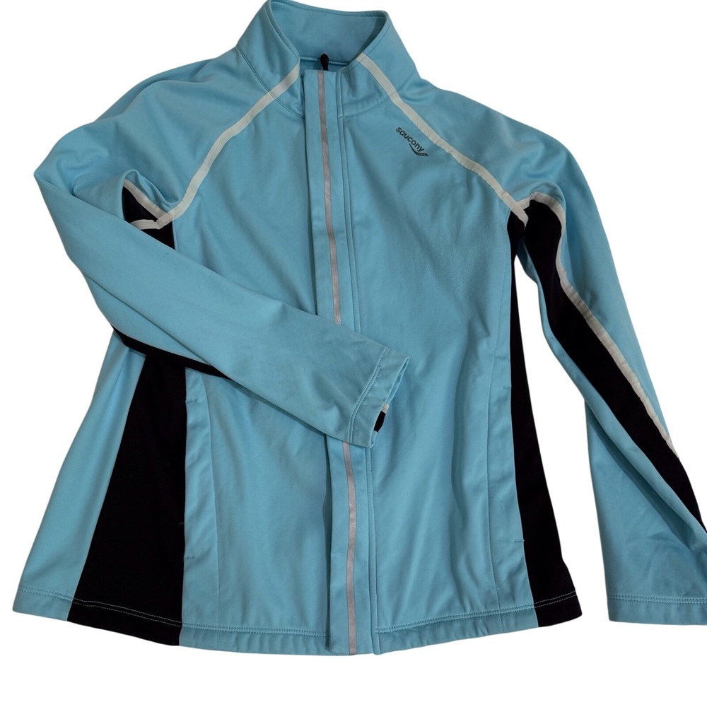 Saucony Turquoise Blue Running jacket size medium Full Zip With Pockets‎
